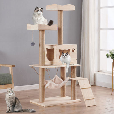 ซื้อ OEM ต้นไม้แมวปีน บ้านต้นไม้ Multifunction Cat Scratcher Tower การผลิตออนไลน์