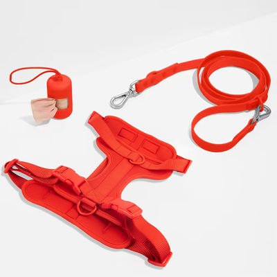 Neoprene Leash Collar Combo ปรับความอ่อนโยน PVC สายคอสีแดงและสายคอ