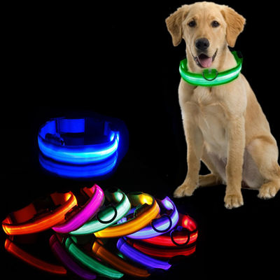 สร้อยคอสุนัข LED กันน้ํา แสงส่องแสงขึ้นกลางคืน เดินปรับได้ USB สามารถชาร์จใหม่