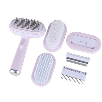 การตัดผม Pin Comb Pet Grooming Kit การทําความสะอาดตัวเอง Slicker เครื่องมือการถอดแปรง