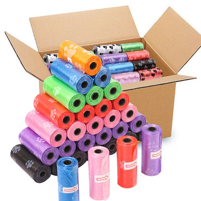 HDPE กระเป๋าขยะสุนัขที่สามารถผสมผสมได้ สีชมพู สีแดง สีม่วง กระเป๋าขยะสัตว์เลี้ยงที่สามารถบีโอเดรเกรดได้