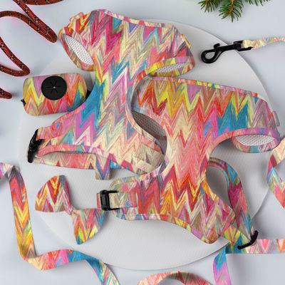 Neoprene Custom Color Dog Harness Sets with Luxury Designers โลหะกระดุมสายพานและคอ