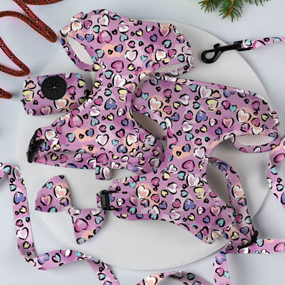 ชุดการปรับความหรูหรา Neoprene Mesh Soft Pet Dog Harness Set พร้อมเชือกลวดลายที่กําหนดเองและรับ OEM / ODM